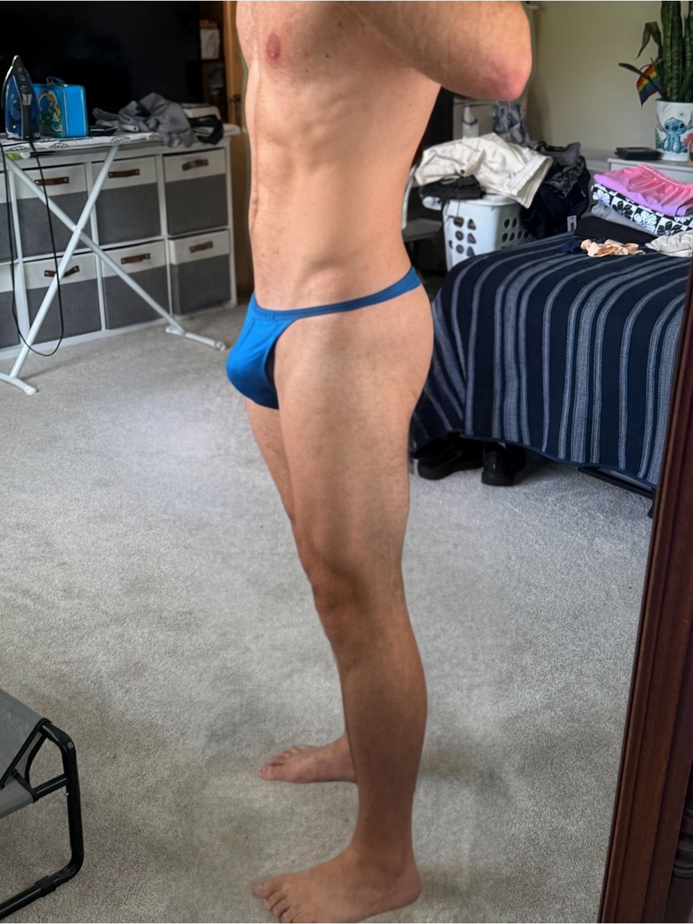 Men's Low-Rise Blue Thong New Without Tags XL - Picture 2 of 3